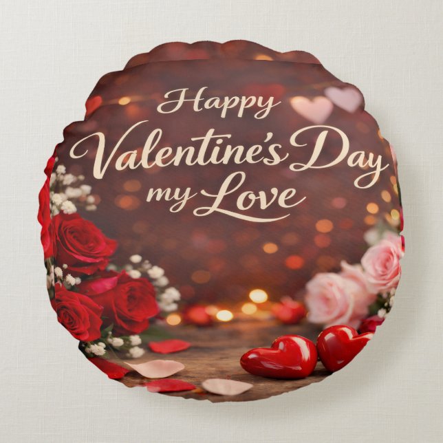 Almofada Redonda 'Forever Your Valentine' Round Pillow (Frente)