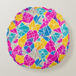 Almofada Redonda Formas e Linhas Geométricas em Cor Vibrante
