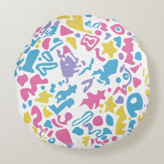 Almofada Redonda Formas vibrantes coloridas e pastéis divertidos