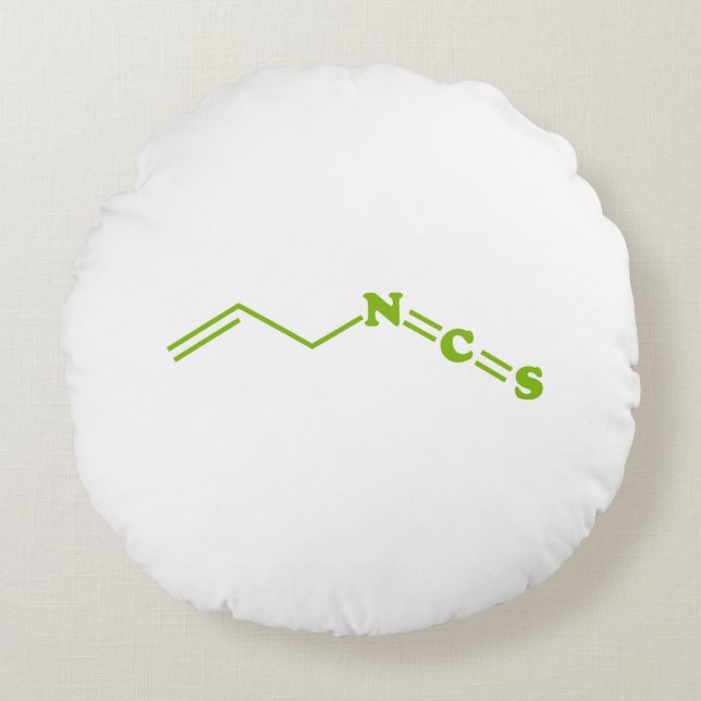 Almofada Redonda Fórmula Molecular Wasabi Allyl Isotiocianato (Frente)