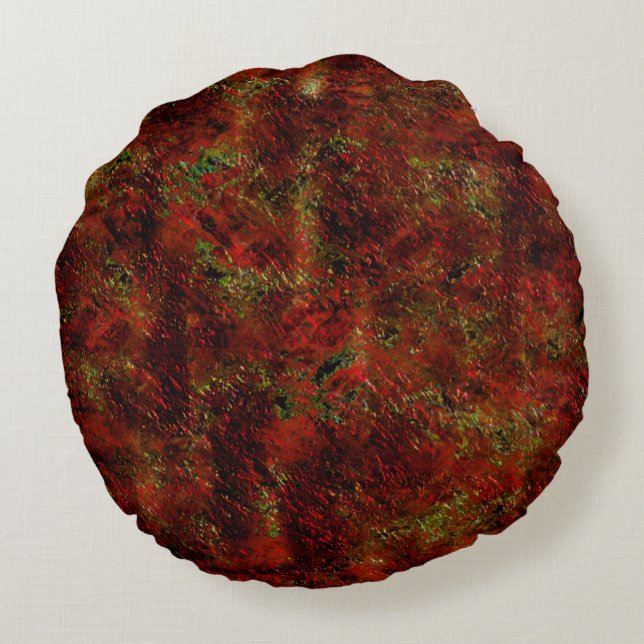 Almofada Redonda Forte pele vermelha sobre cinzas ásperas (Verso)