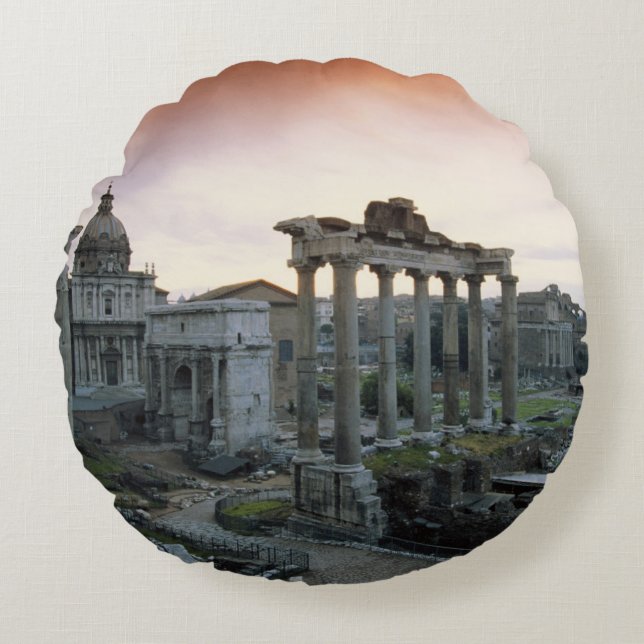 Almofada Redonda Fórum Romano ao amanhecer (Frente)