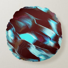 Almofada Redonda Fóssil ou metal esculpido, em gradiente castanho a