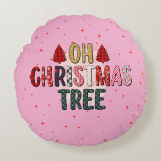 Almofada Redonda Foto da família personalizada da árvore de Natal O