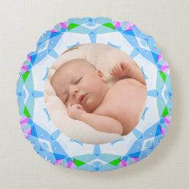 Almofada Redonda Foto de Natal Personalizada de Pastéis Bonito Suav