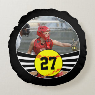 Almofada Redonda Foto do softball e travesseiro decorativo feitos