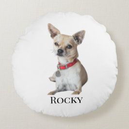Almofada Redonda Foto Personalizada de Cachorro | Nome do Pet Perso