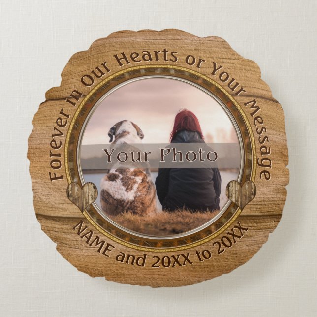 Almofada Redonda Foto redonda e travesseiro memorável personalizado (Frente)