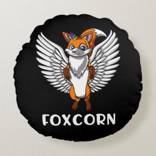 Almofada Redonda Foxcorn Magical Fox Unicorn Funny Animal