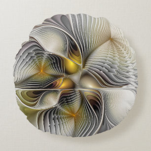 Almofada Redonda Fractal Abstrato 3D De Illusão Óptica Com Profundi