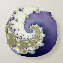 Almofada Redonda Fractal Espiral Colorida abstrato