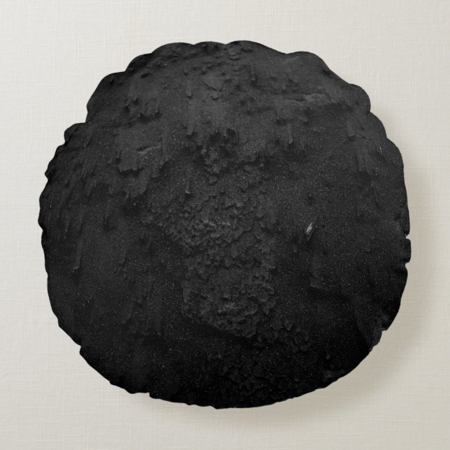 Almofada Redonda Fragmento de pedra negra e cinza (Frente)