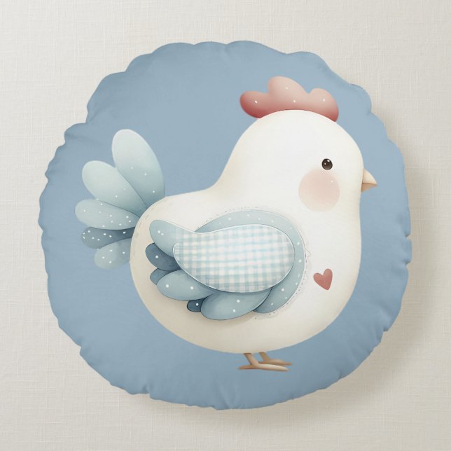 Almofada Redonda Frango Pastel Cottagecore (Frente)