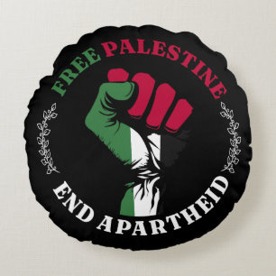 Almofada Redonda Free Palestine End Apartheid