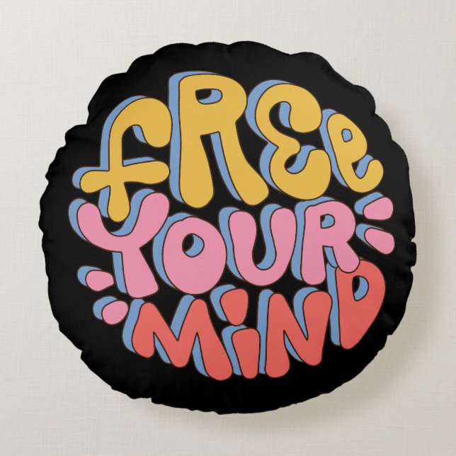 Almofada Redonda Free Your Mind – Vibrant Motivationa (Frente)
