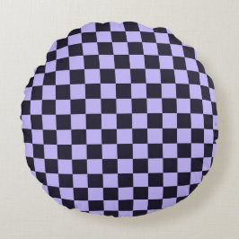 Almofada Redonda French lilac checkerboard pattern