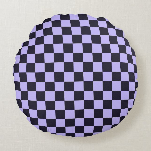 Almofada Redonda French lilac checkerboard pattern (Frente)