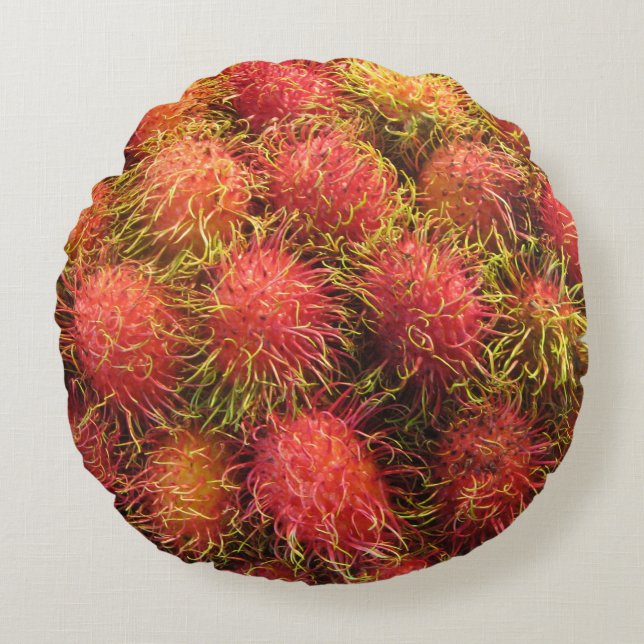 Almofada Redonda Fruta Tropical Rambutã (Frente)