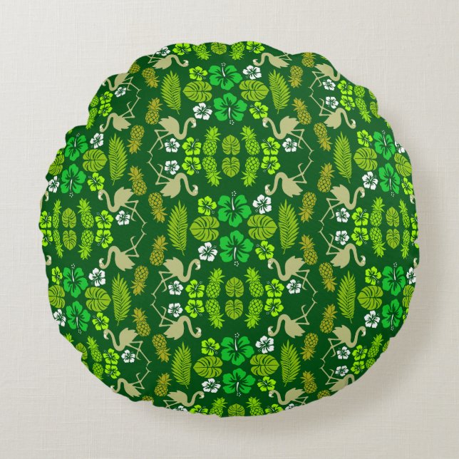 Almofada Redonda Fruta Tropical Verde Padrão (Frente)