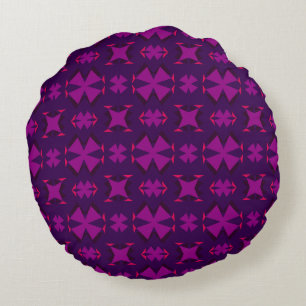 Almofada Redonda Fuchsia Geotech: A Vibrant Abstract Geometric Text