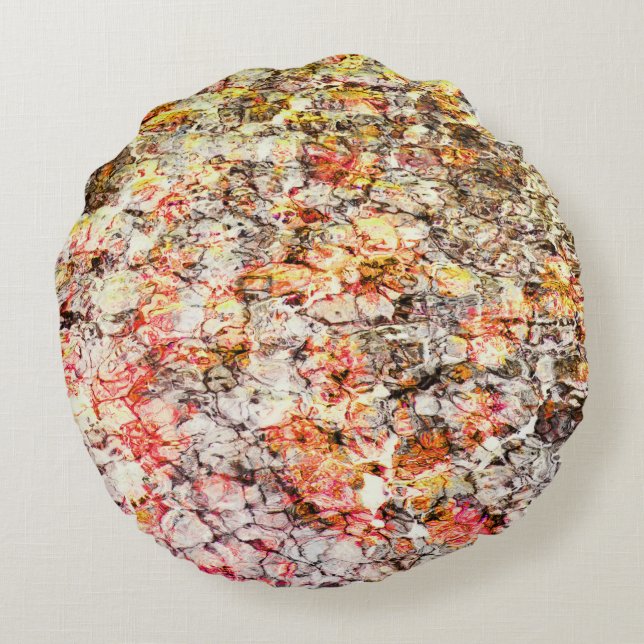 Almofada Redonda Fundo abstrato legal, moderno, colorido (Verso)