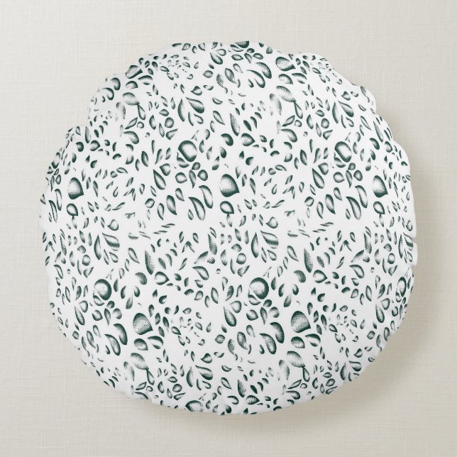 Almofada Redonda fundo branco com muitas gotas de água (Frente)