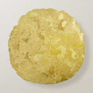 Almofada Redonda Fundo de Textura do Grunge abstrato Dourado