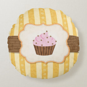 Almofada Redonda Fundo do cupcake do vintage