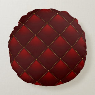 Almofada Redonda Fundo do Thread Dourado Vermelho Incluso