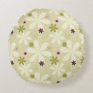 Almofada Redonda Fundo floral retro