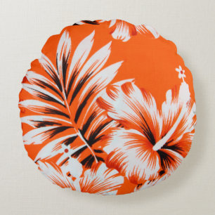 Almofada Redonda Fundo havaiano da flor do hibiscus
