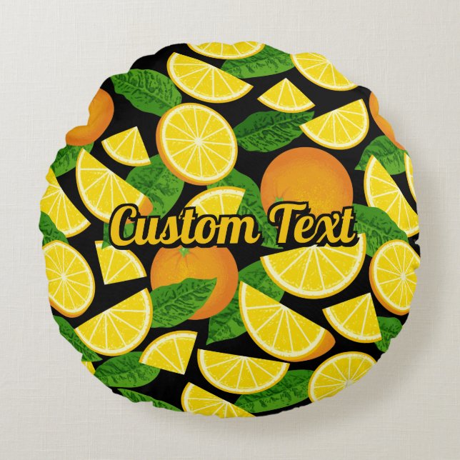 Almofada Redonda Fundo Laranja (Frente)