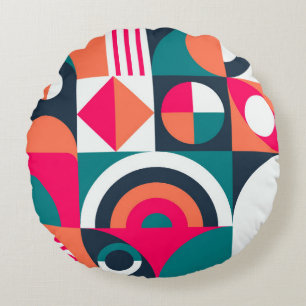 Almofada Redonda Fundo mural geométrico. Estilo moderno vintage i