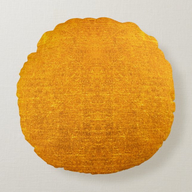 Almofada Redonda fundo ou textura de escovas de metal Dourado (Frente)