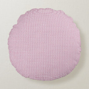 Almofada Redonda fundo rosa e branco com linhas onduladas
