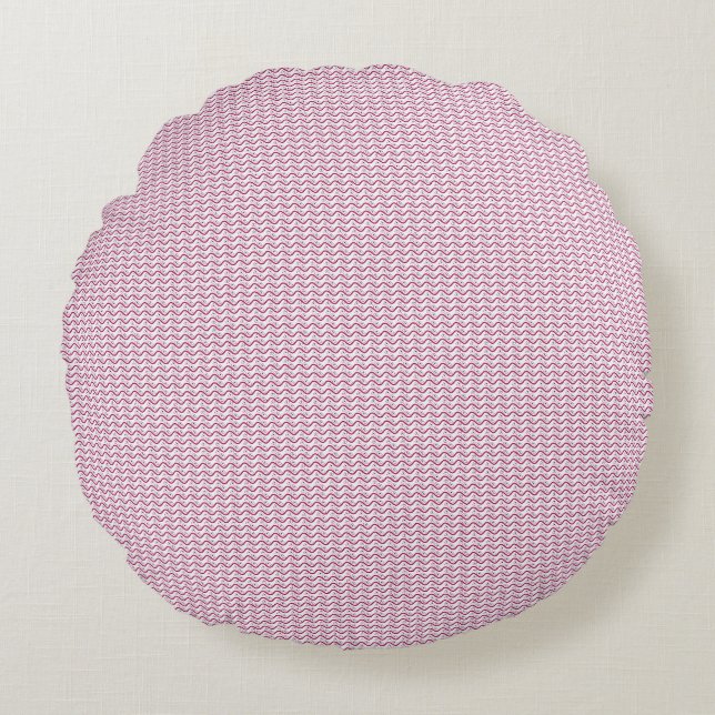 Almofada Redonda fundo rosa e branco com linhas onduladas (Frente)