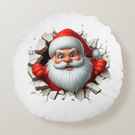 Almofada Redonda Funny 3D Santa Claus Christmas Holiday Design