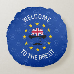 Almofada Redonda Funny Blue Yellow União Europeia Brexit Pun