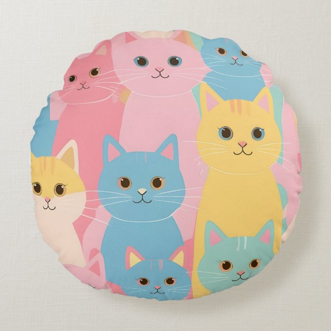 Almofada Redonda funny cats (Frente)