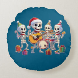 Almofada Redonda Funny Skeleton Band Christmas & New Year – 3D Cart