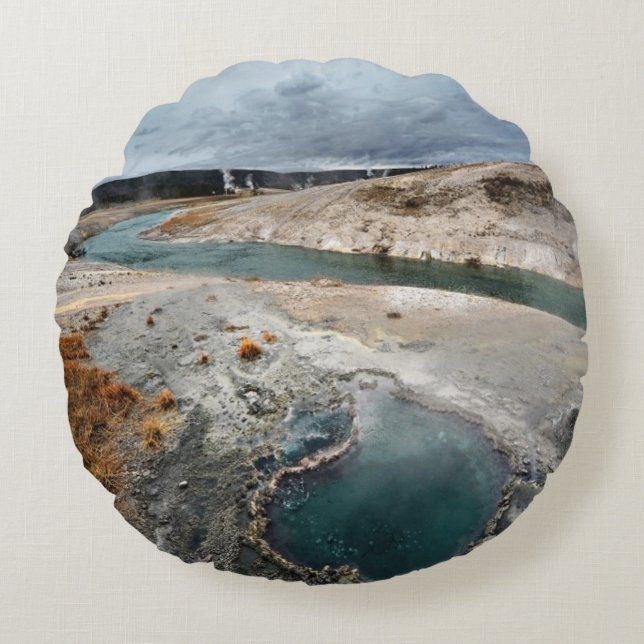 Almofada Redonda Furo azul (Frente)