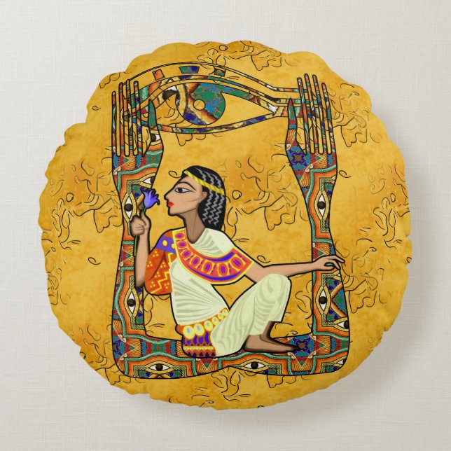 Almofada Redonda Fusão egípcia (Frente)