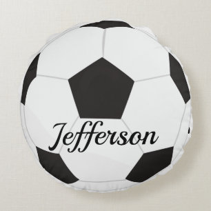 Almofada Redonda Futebol preto e branco personalizado