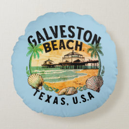 Almofada Redonda Galveston Beach Retro Vignette