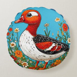 Almofada Redonda Ganso peito vermelho Ave Decoração da Vida Selvage