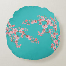 Garden Green Cherry Blossom Accent Pillow