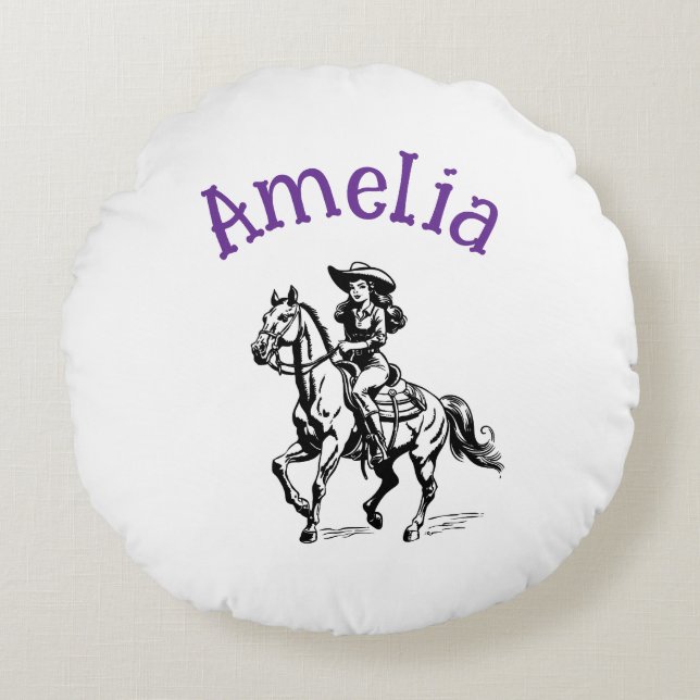 Almofada Redonda Garota-Vaca (Frente)