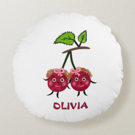 Almofada Redonda Garotas gêmeas cereja