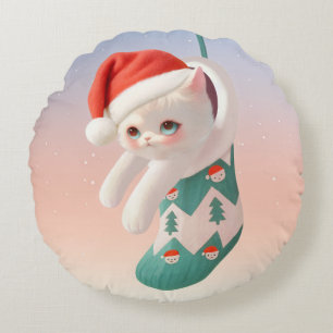 Almofada Redonda Gata Santa: Bao Bao na Arte de Meia de Natal