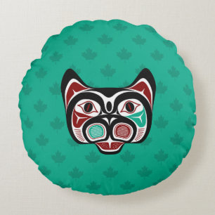Almofada Redonda Gatinho de Arte Negra Negra Negra Nativa